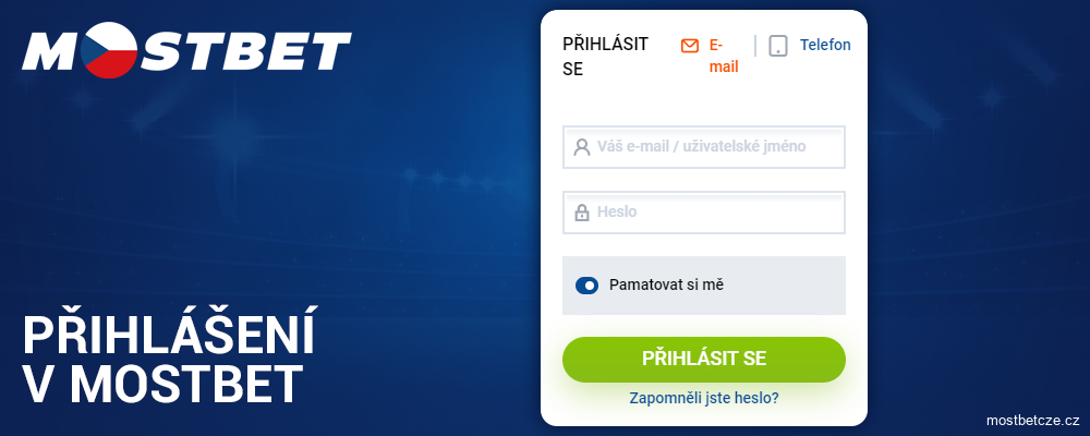 Přihlášení do účtu Mostbet Česká republika pro hráče